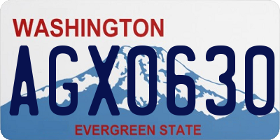 WA license plate AGX0630