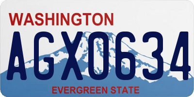 WA license plate AGX0634