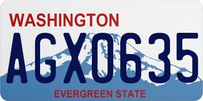 WA license plate AGX0635