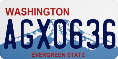 WA license plate AGX0636