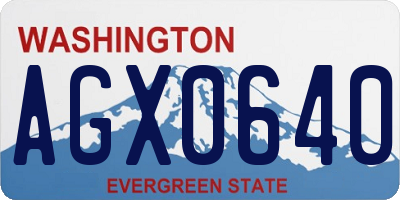 WA license plate AGX0640