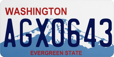WA license plate AGX0643