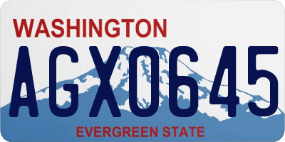 WA license plate AGX0645
