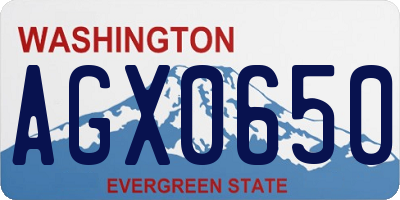 WA license plate AGX0650