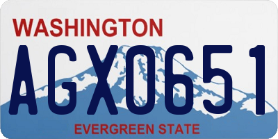 WA license plate AGX0651