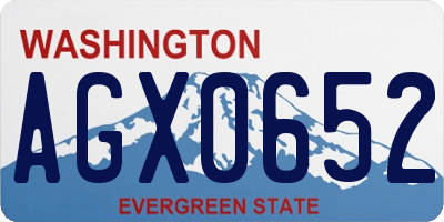 WA license plate AGX0652