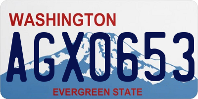 WA license plate AGX0653