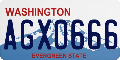WA license plate AGX0666