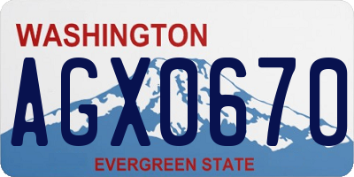 WA license plate AGX0670