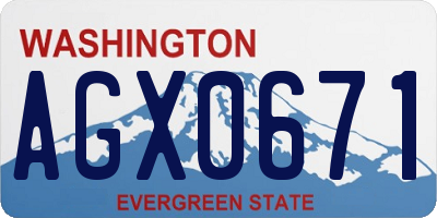 WA license plate AGX0671