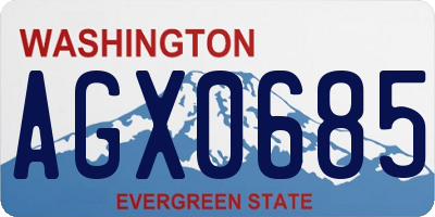 WA license plate AGX0685