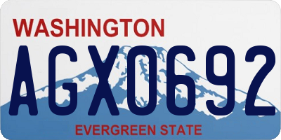 WA license plate AGX0692