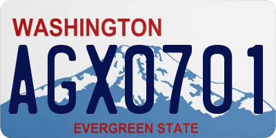 WA license plate AGX0701