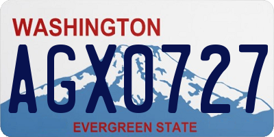 WA license plate AGX0727