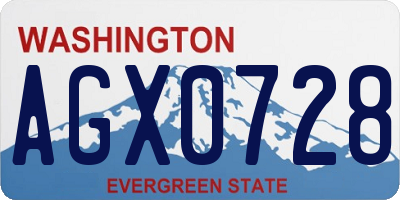 WA license plate AGX0728