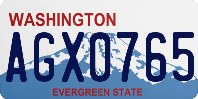 WA license plate AGX0765