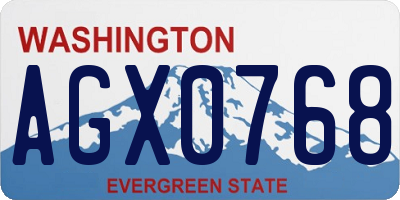 WA license plate AGX0768