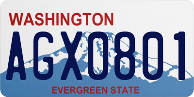 WA license plate AGX0801