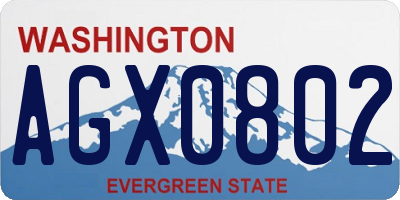 WA license plate AGX0802