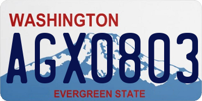 WA license plate AGX0803