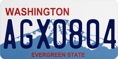 WA license plate AGX0804