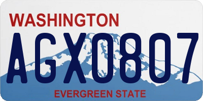 WA license plate AGX0807