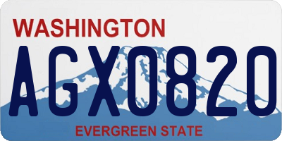 WA license plate AGX0820