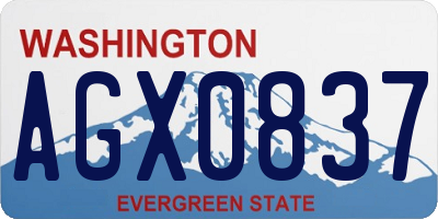 WA license plate AGX0837