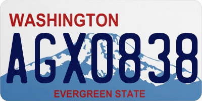 WA license plate AGX0838