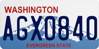 WA license plate AGX0840