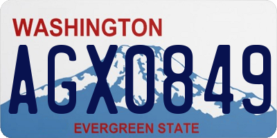 WA license plate AGX0849
