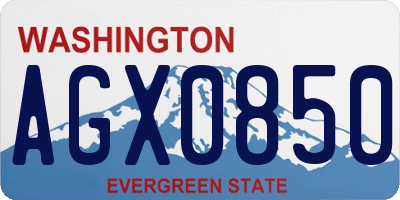 WA license plate AGX0850