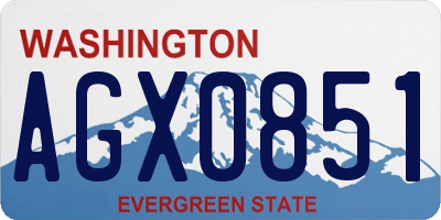 WA license plate AGX0851