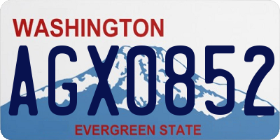 WA license plate AGX0852