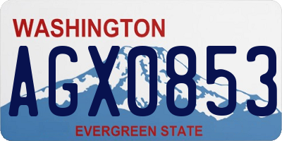 WA license plate AGX0853
