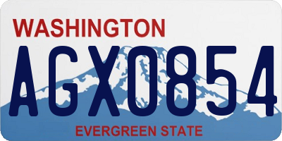 WA license plate AGX0854
