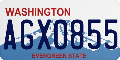 WA license plate AGX0855