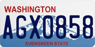 WA license plate AGX0858
