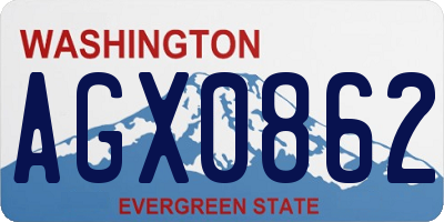 WA license plate AGX0862