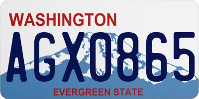 WA license plate AGX0865