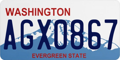 WA license plate AGX0867