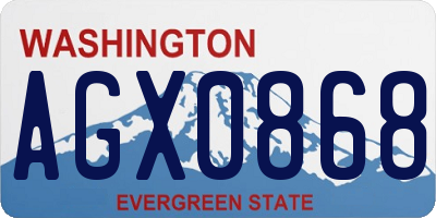 WA license plate AGX0868