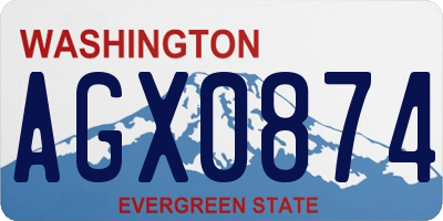 WA license plate AGX0874