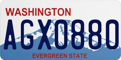 WA license plate AGX0880