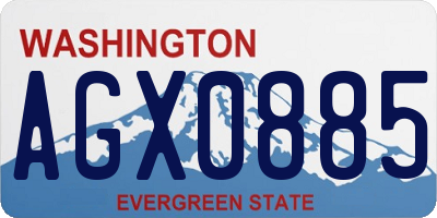 WA license plate AGX0885