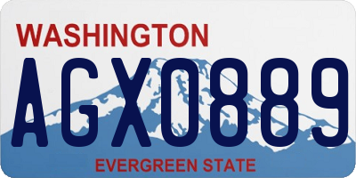 WA license plate AGX0889