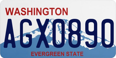 WA license plate AGX0890