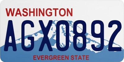 WA license plate AGX0892