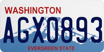 WA license plate AGX0893