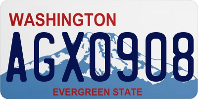 WA license plate AGX0908